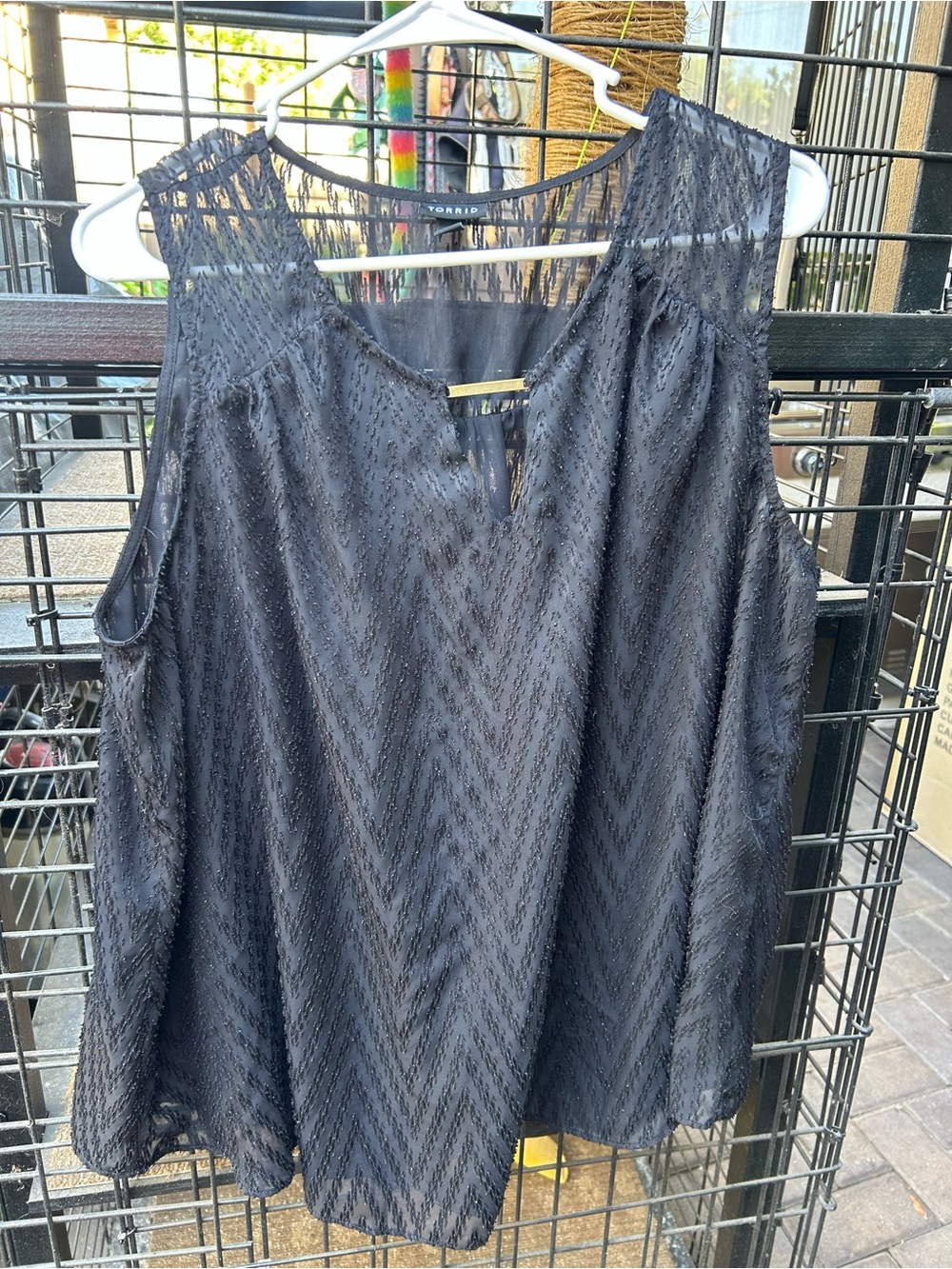 torrid Black Sheer Textured V-Neck Sleeveless Camisole